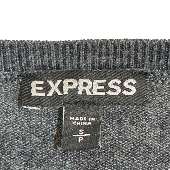 Express Womens Oversized V-Neck Charcoal Grey Sweater With Side Zippers S - Picture 4 of 5